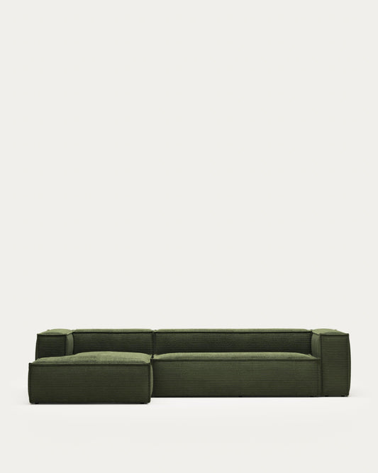 Sofà Blok 4 places de pana gruixuda chaise longue esquerre verd 330 cm FSC Mix Credit
