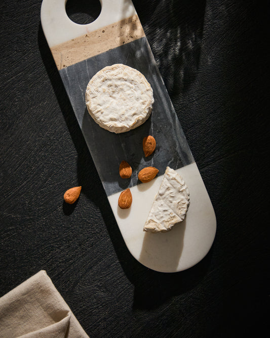 Taula de servir petita Nivol de marbre blanc , negre i travertí