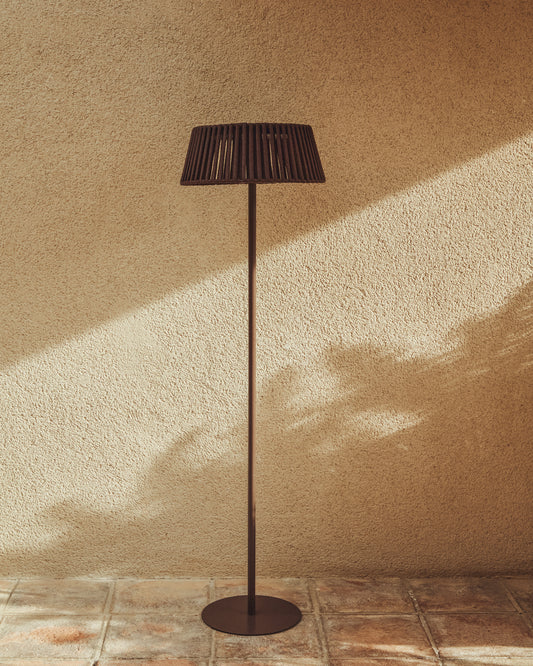 Llum de peu solar per a exterior Aldet de corda plana i peu de metall marró Ø46 cm