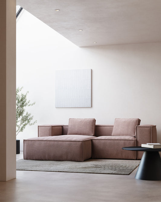 Sofà Blok 2 places de pana gruixuda chaise longue esquerre rosa 240 cm FSC Mix Credit