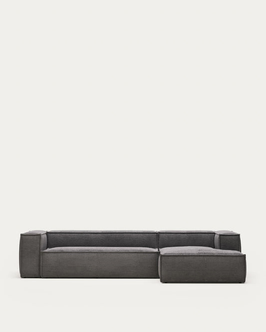 Sofà Blok 4 places de pana gruixuda chaise longue dret gris 330 cm FSC Mix Credit