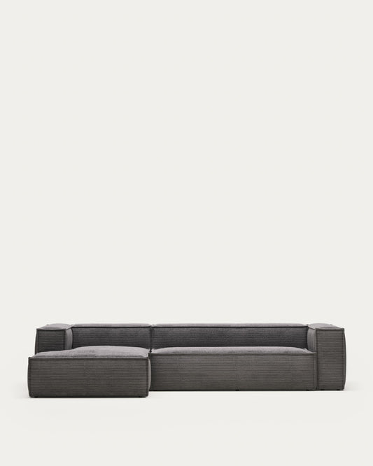 Sofà Blok 4 places de pana gruixuda chaise longue esquerre gris 330 cm FSC Mix Credit