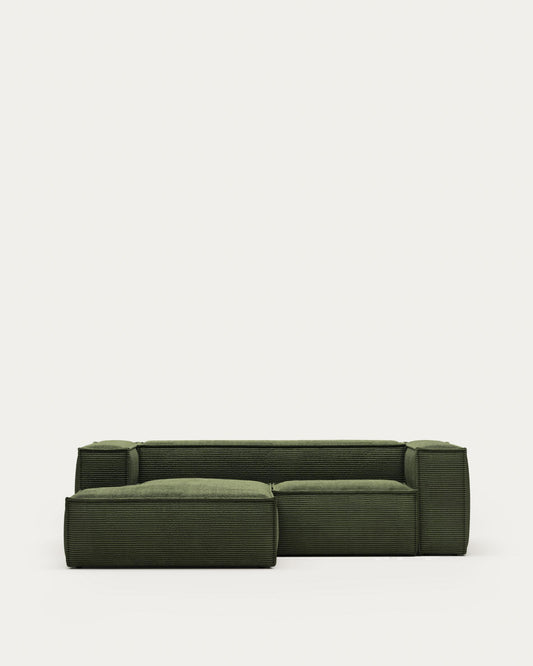 Sofà Blok 2 places de pana gruixuda chaise longue esquerre verd 240 cm FSC Mix Credit