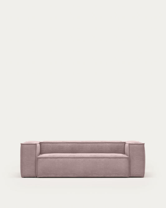 Sofà Blok 3 places de pana gruixuda rosa 240 cm FSC Mix Credit