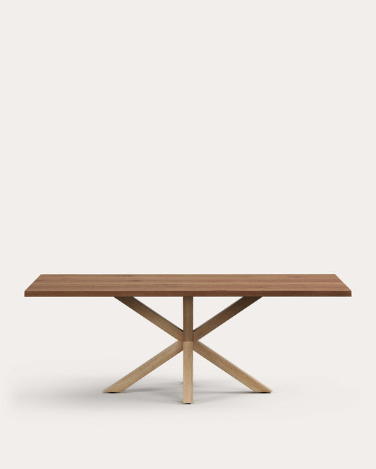 Mesa Argo de chapa de roble envejecido y patas de acero efecto madera 220 x 100 cm