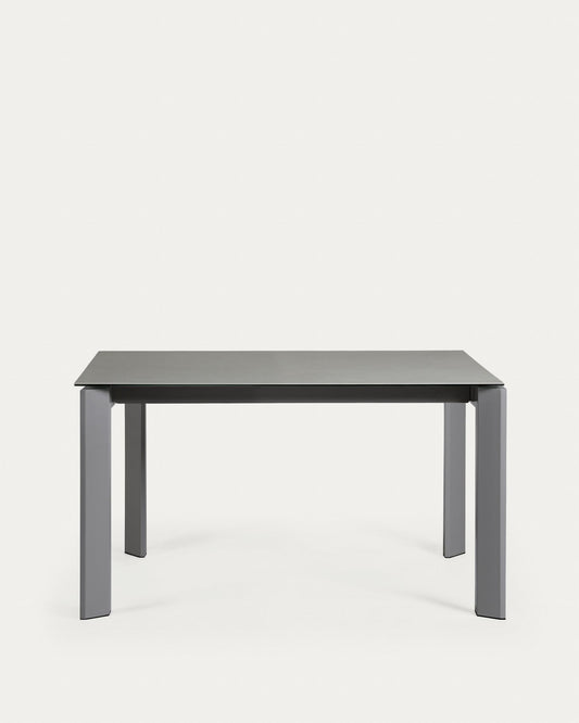 Taula extensible Axis porcellànic acabat Hydra Plom i potes acer antracita 140 (200) cm