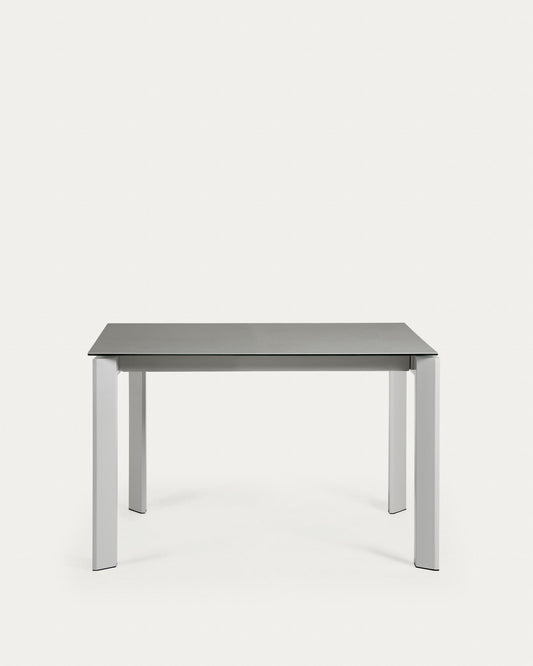 Taula extensible Axis porcellànic acabat Hydra Plom i potes d'acer gris 120 (180) cm