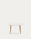 Taula extensible oval Oqui MDF lacat blanc i potes fusta massissa faig 140 (220) x 90 cm