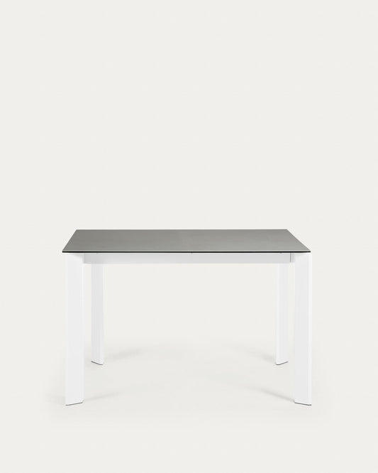 Taula extensible Axis porcellànic acabat Hydra Plom i potes d'acer blanc 120 (180) cm