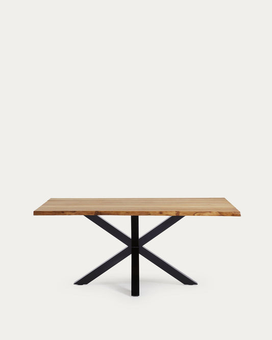 Taula Argo de xapa de roure acabat natural i potes acer acabat negre 160 x 90 cm