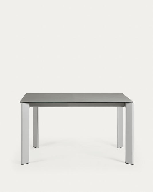 Taula extensible Axis porcellànic acabat Hydra Plom i potes d'acer gris 140 (200) cm