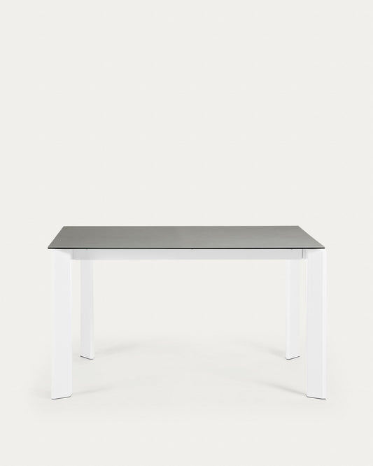 Taula extensible Axis porcellànic acabat Hydra Plom i potes d'acer blanc 140 (200) cm