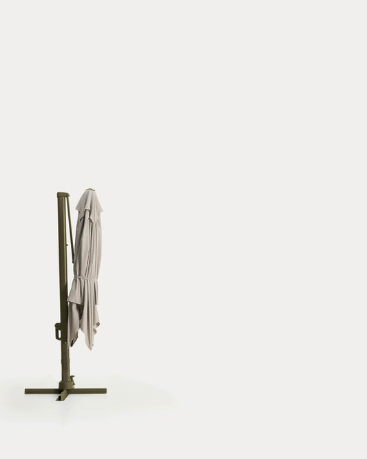 Para-sol excèntric Noli beix amb estructura d’alumini verd 300 x 300 cm