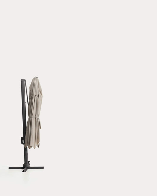 Para-sol excèntric Noli beix amb estructura d’alumini grafit 300 x 420 cm