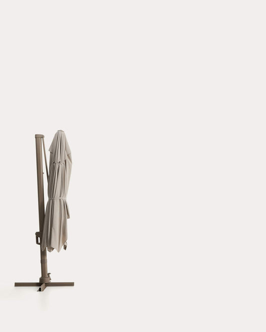 Parasol excéntrico Noli beige con estructura de aluminio topo 300 x 420 cm