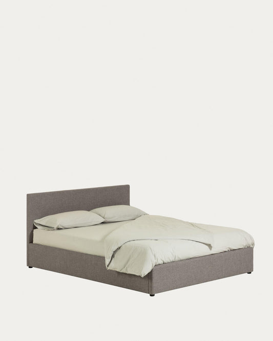 Llit amb canapè abatible Nahiri gris per a matalàs de 160 x 200 cm