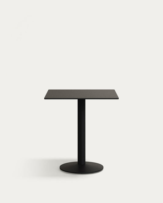 Mesa de exterior Esilda negro con pie de metal con acabado pintado negro 70 x 70 x 70 cm