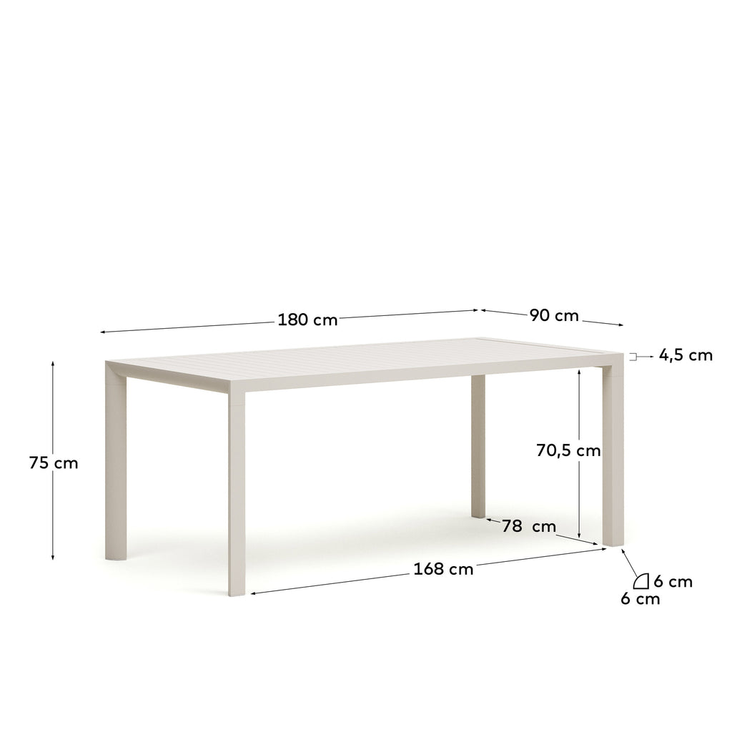 Mesa de exterior Culip de aluminio con acabado blanco 180 x 90 cm