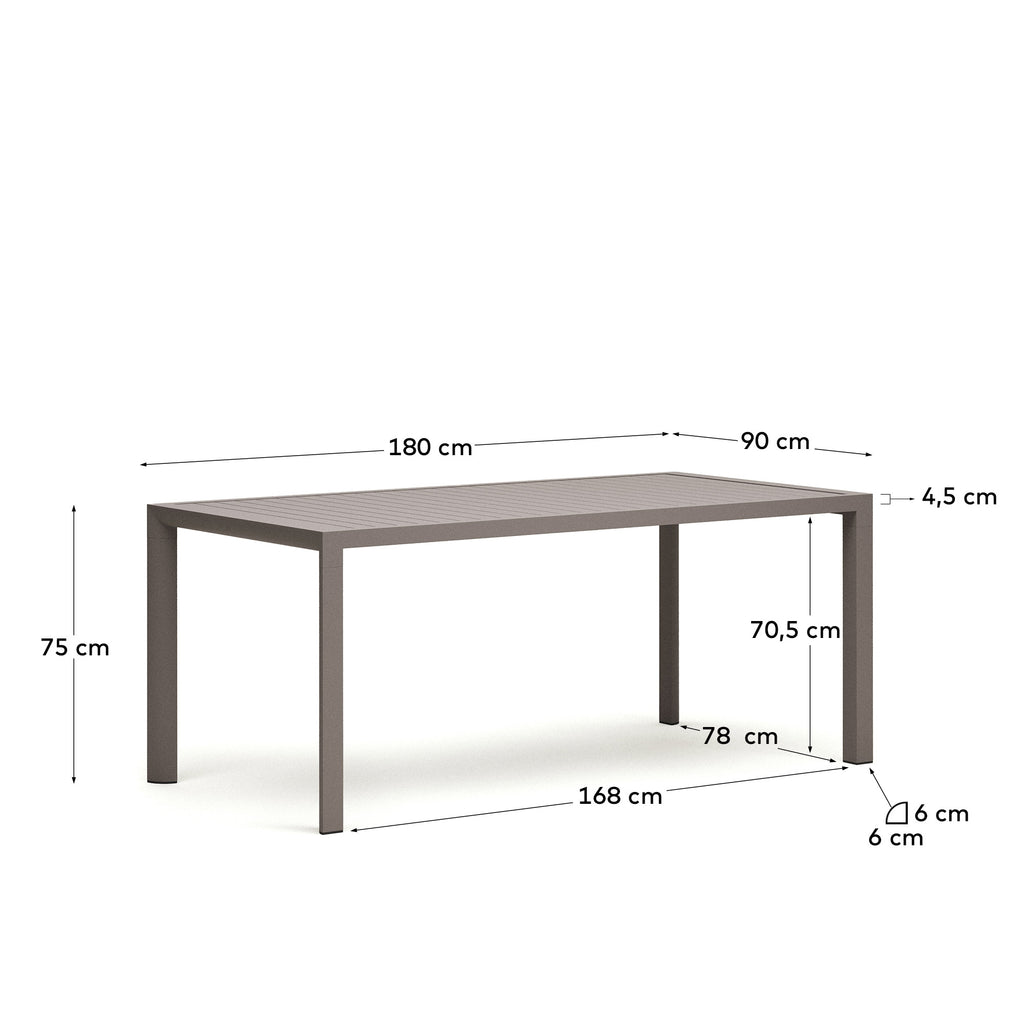 Taula d'exterior Culip d'alumini amb acabat talp 180 x 90 cm