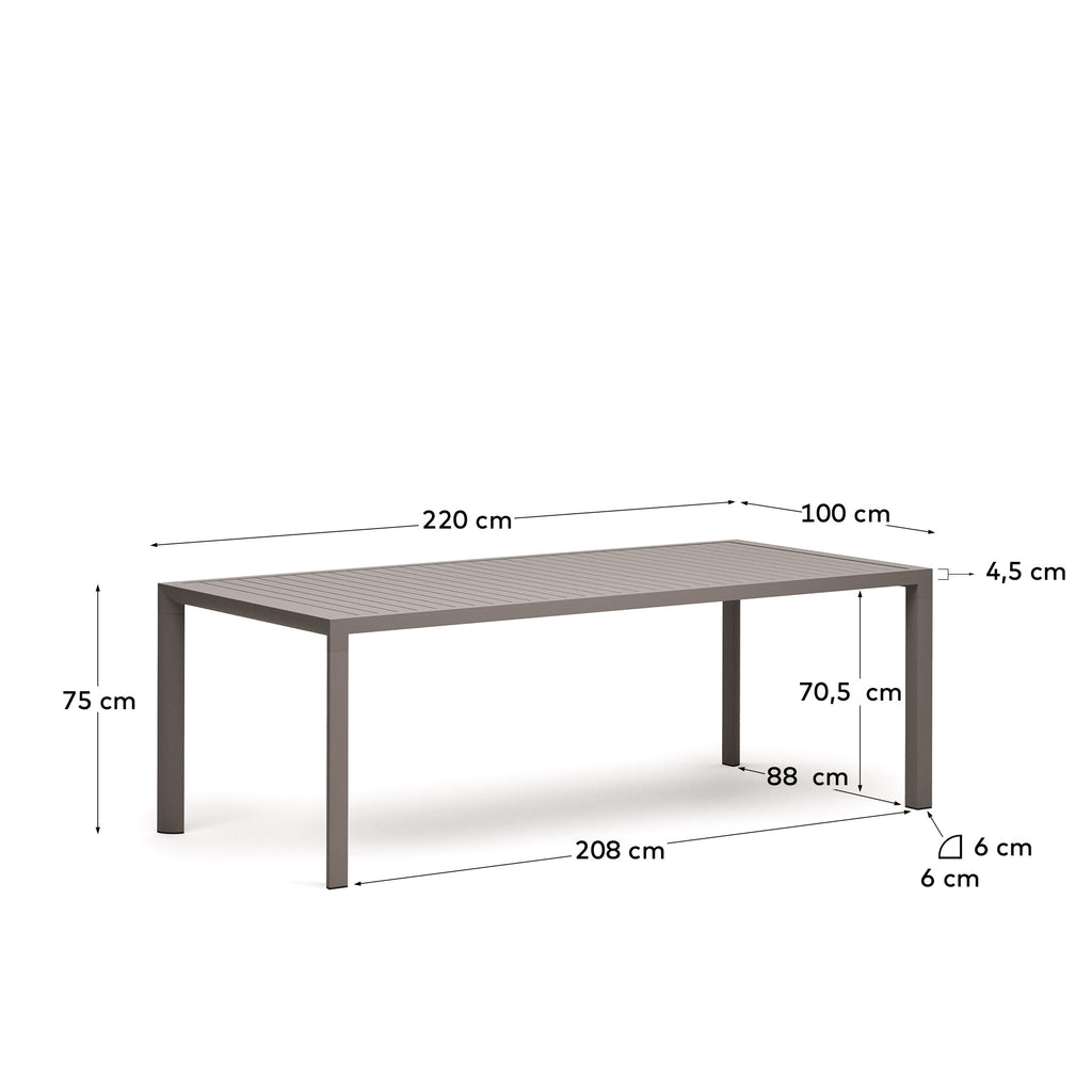 Taula d'exterior Culip d'alumini amb acabat talp 220 x 100 cm