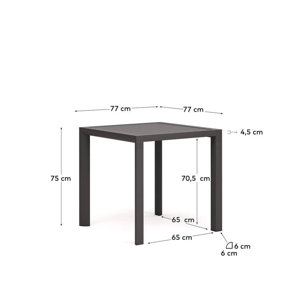 Taula d'exterior Culip d'alumini amb acabat gris 77 x 77 cm