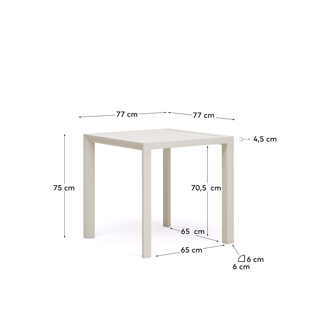 Taula d'exterior Culip d'alumini amb acabat blanc 77 x 77 cm