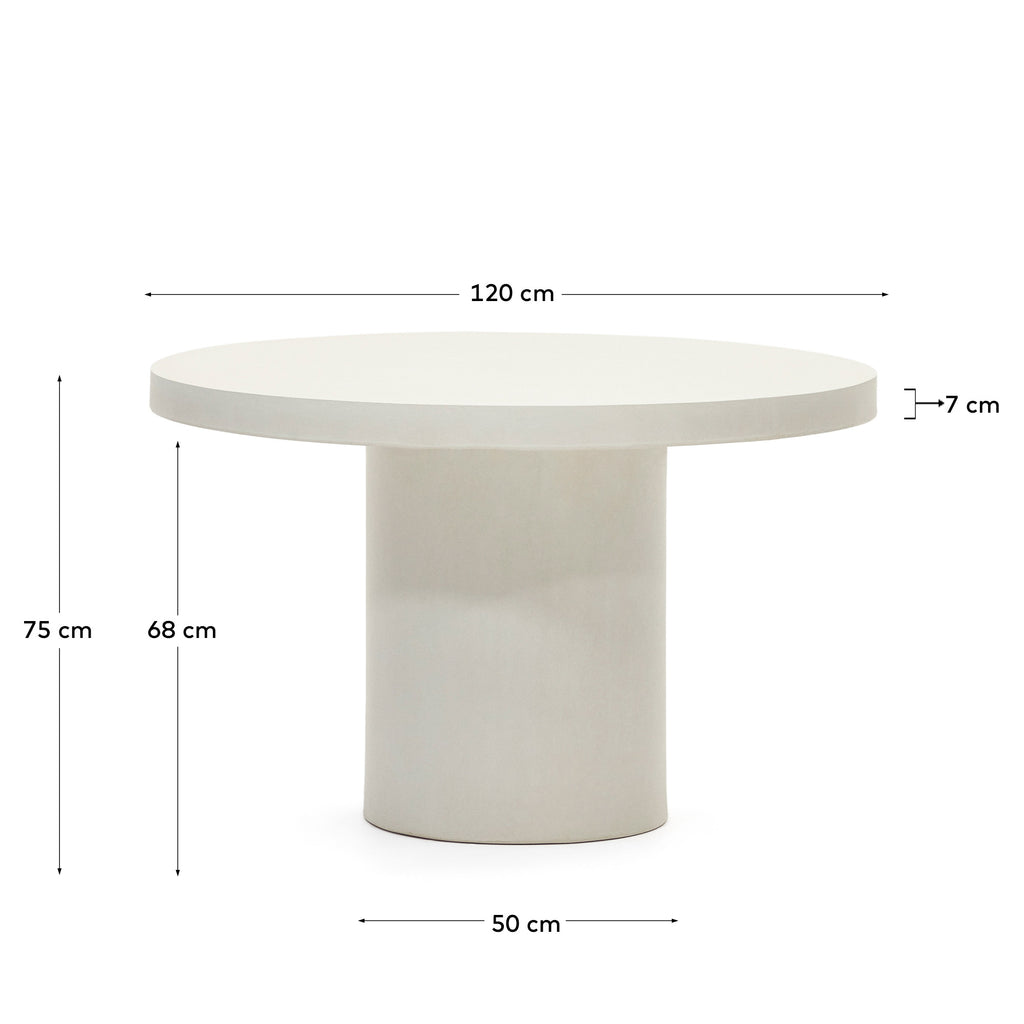 Taula rodona Aiguablava de ciment blanc Ø 120 cm