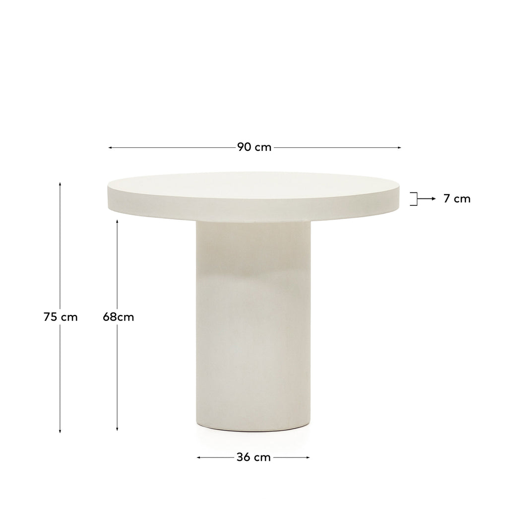 Taula rodona Aiguablava de ciment blanc Ø 90 cm