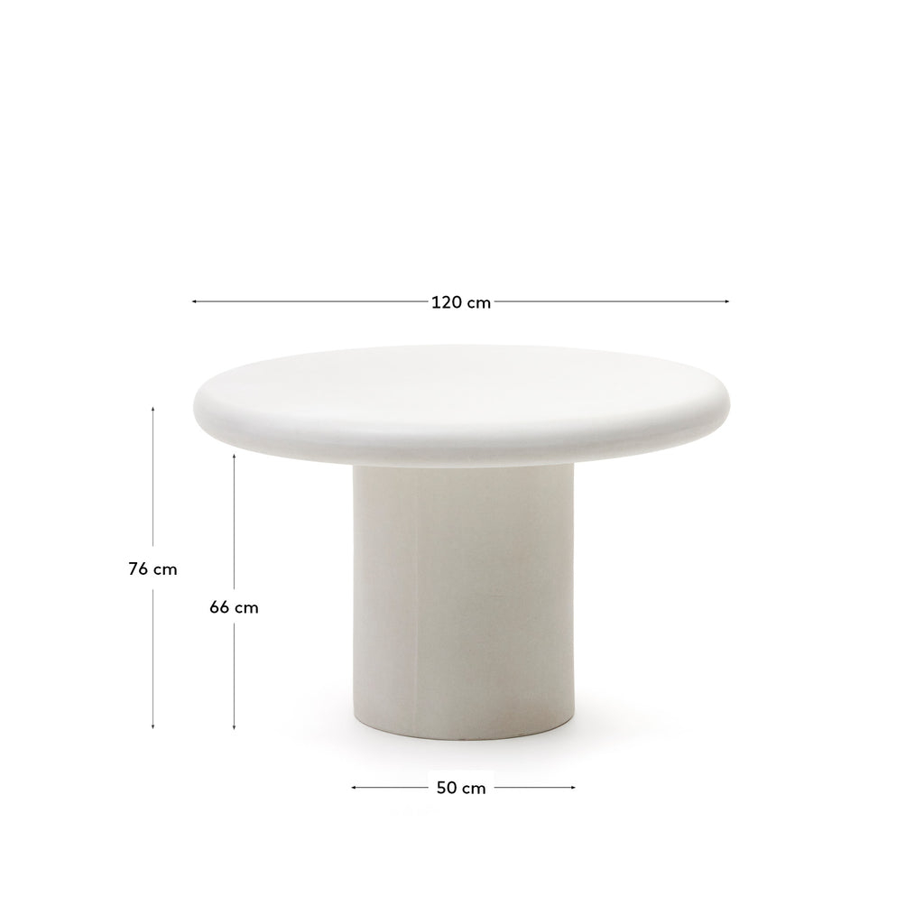 Taula rodona Addaia de ciment blanc Ø120 cm