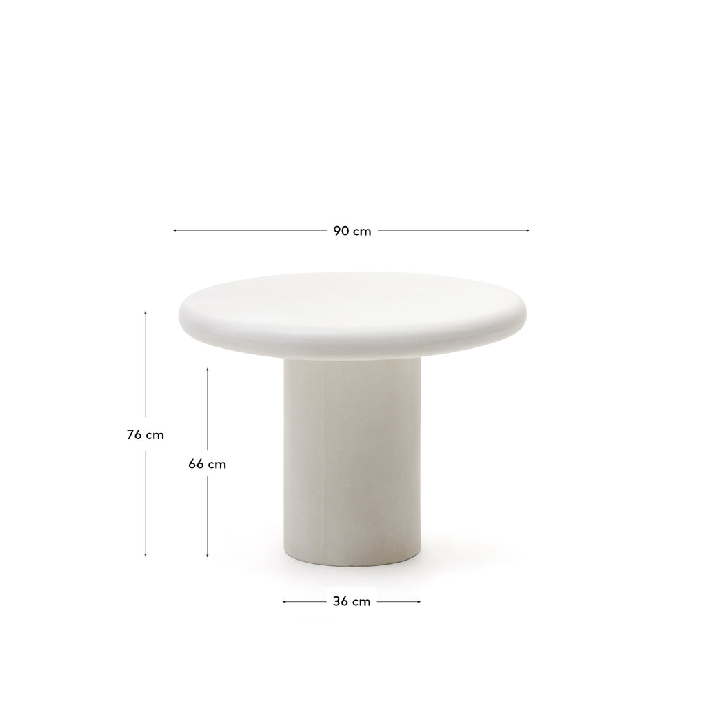 Taula rodona Addaia de ciment blanc Ø90 cm