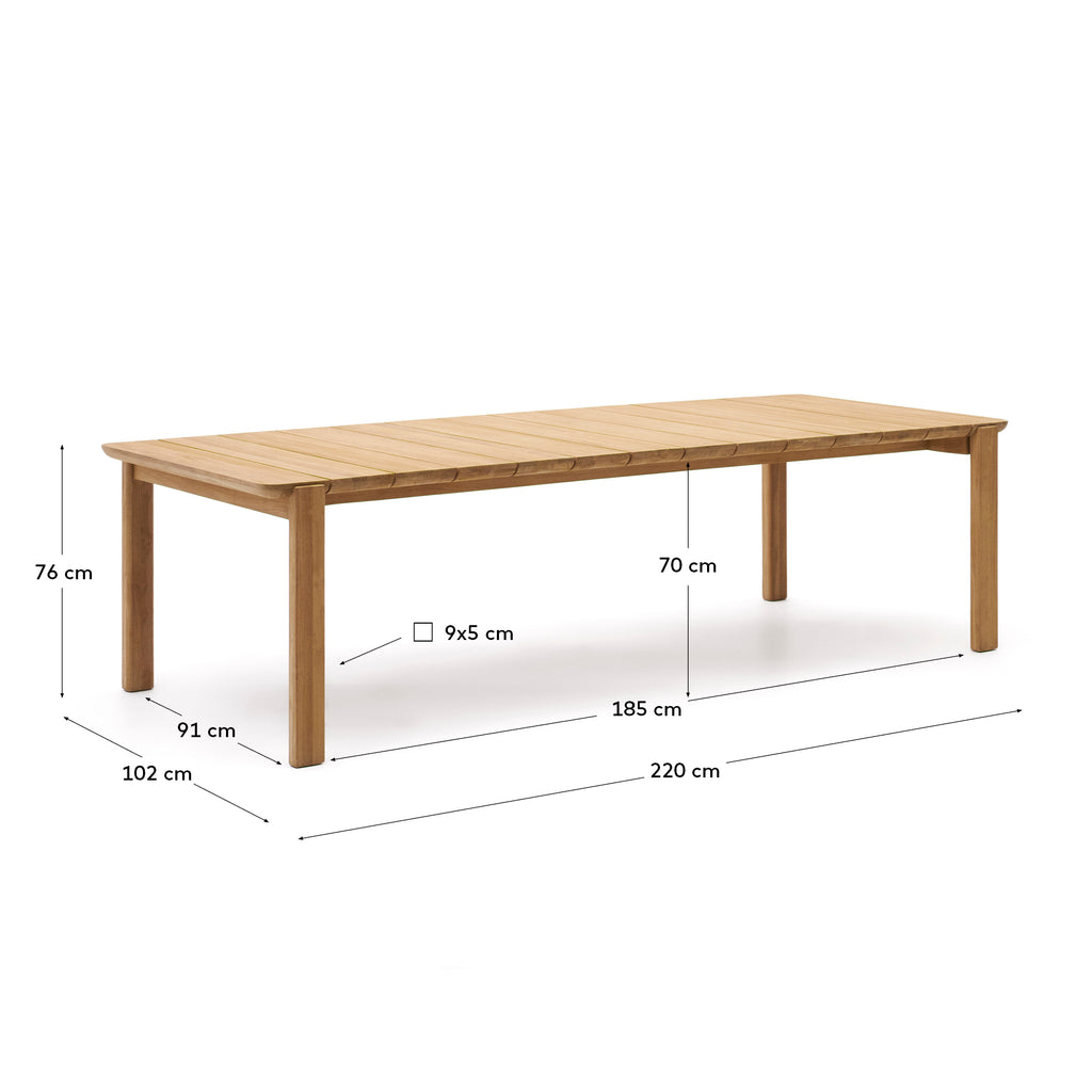 Table Icaro en bois de teck 220 x 102 cm FSC 100%