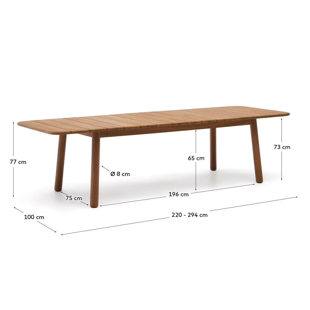 Taula extensible d’exterior Turqueta de fusta massissa de teca 220(294) x 100 cm FSC 100%