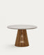 Mesa redonda de exterior Alcaufar de madera maciza de teca y cemento gris Ø 120 cm