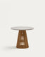 Mesa redonda de exterior Alcaufar de madera maciza de teca y cemento gris Ø 90 cm