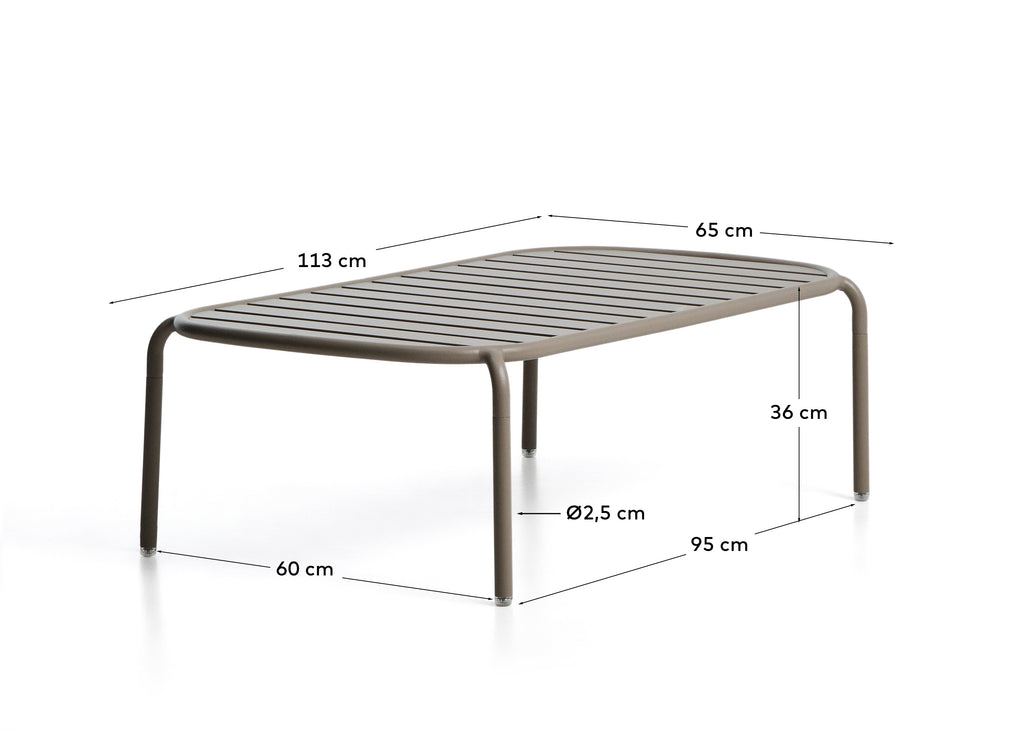 Table basse d’extérieur Joncols en aluminium avec finition peinte taupe Ø 113 x 65 cm