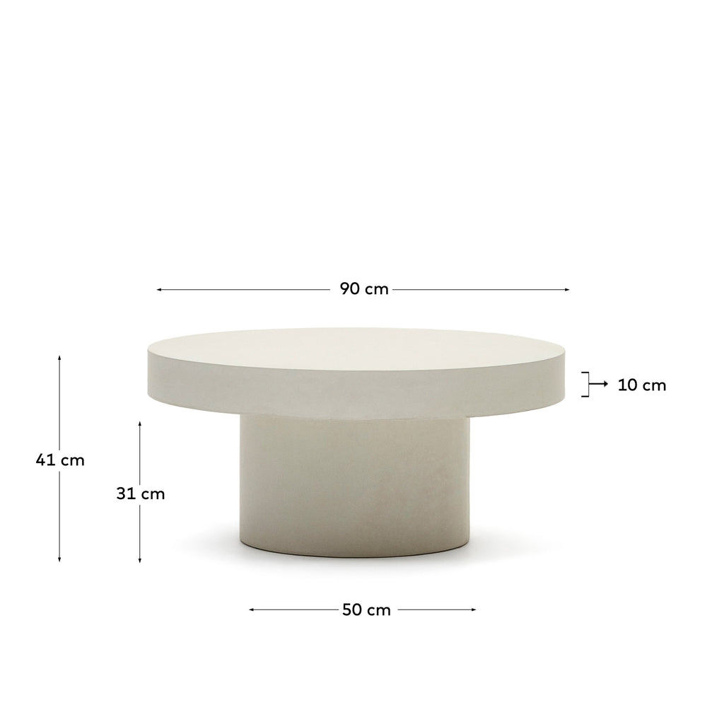 Taula de centre rodona Aiguablava de ciment blanc Ø 90 cm