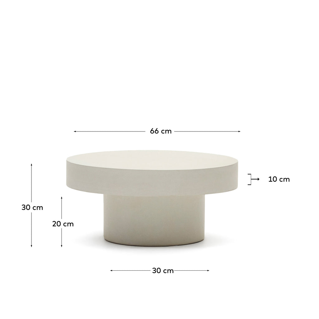 Taula de centre rodona Aiguablava de ciment blanc Ø 66 cm