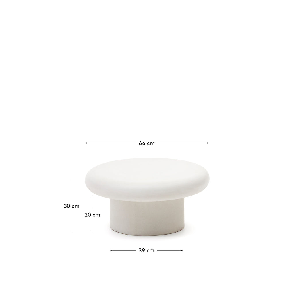 Taula de centre rodona Addaia de ciment blanc Ø66 cm