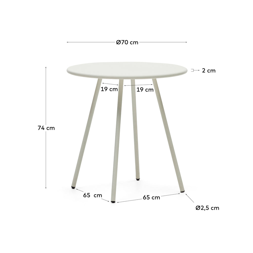 Taula rodona d'exterior Montjoi d'acer amb acabat blanc Ø 70 cm