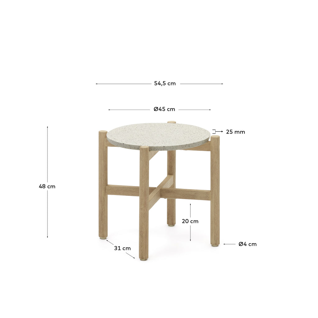 Table d'appoint Pola en ciment et bois d'eucalyptus Ø 50 cm FSC