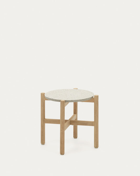 Mesa auxiliar Pola de cemento y madera maciza de eucalipto Ø 50 cm FSC 100%