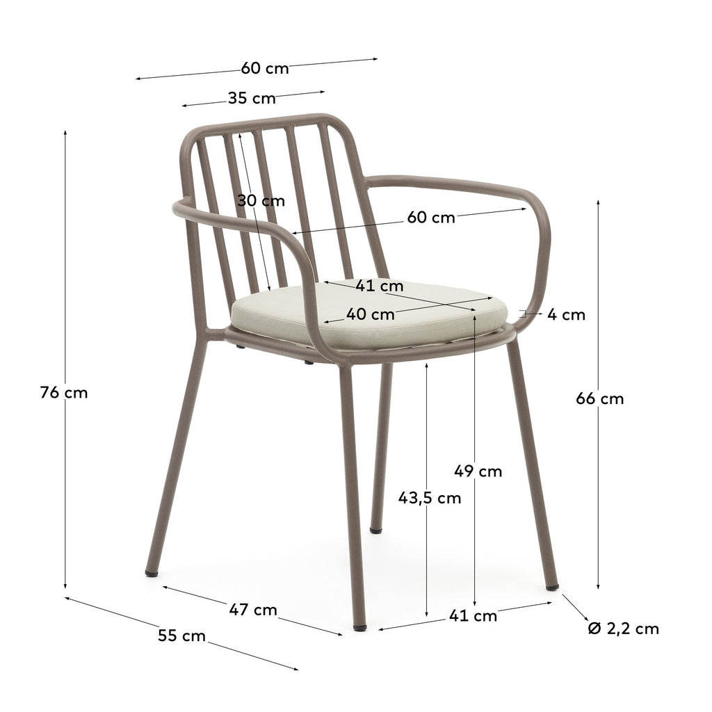 Silla apilable Bragante de acero con acabado malva
