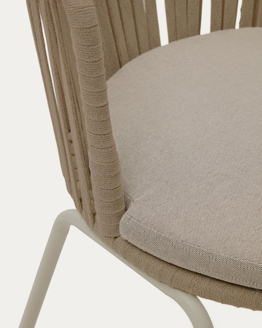 Silla exterior Saconca de cuerda y acero galvanizado beige