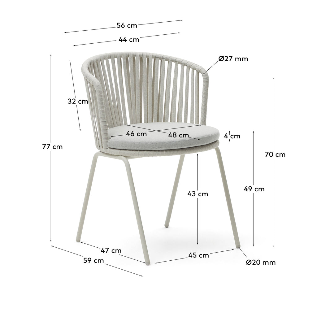 Silla exterior Saconca de cuerda y acero galvanizado gris