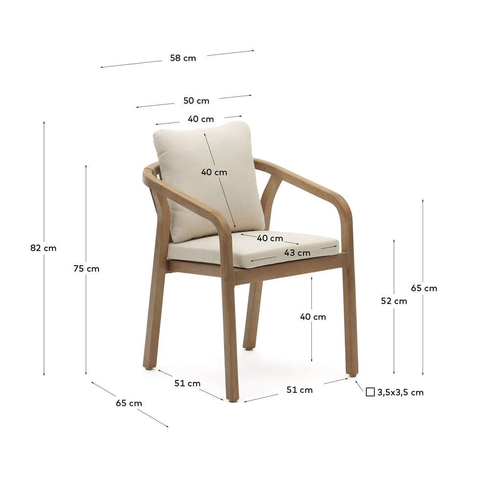Silla apilable Malaret de madera maciza de eucalipto y cuerda beige FSC 100%