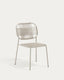 Silla apilable de exterior Talaier de cuerda sintética y acero galvanizado acabado beige