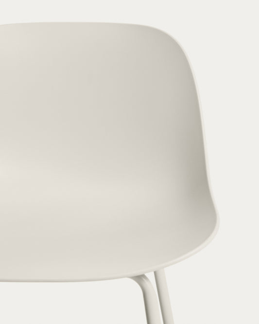 Taburet Altea beix i potes d'acer amb acabat beix 75 cm