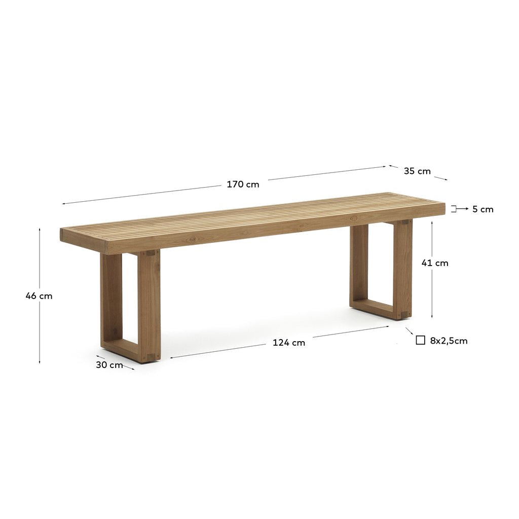 Banc 100% exterior Canadell de fusta massissa de teca reciclada 170 cm