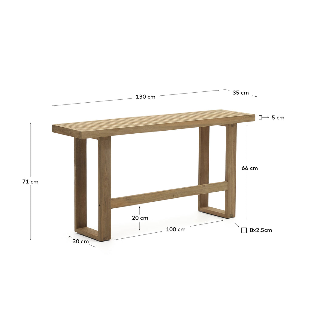 Banc alt 100% exterior Canadell de fusta massissa de teca reciclada 130 cm