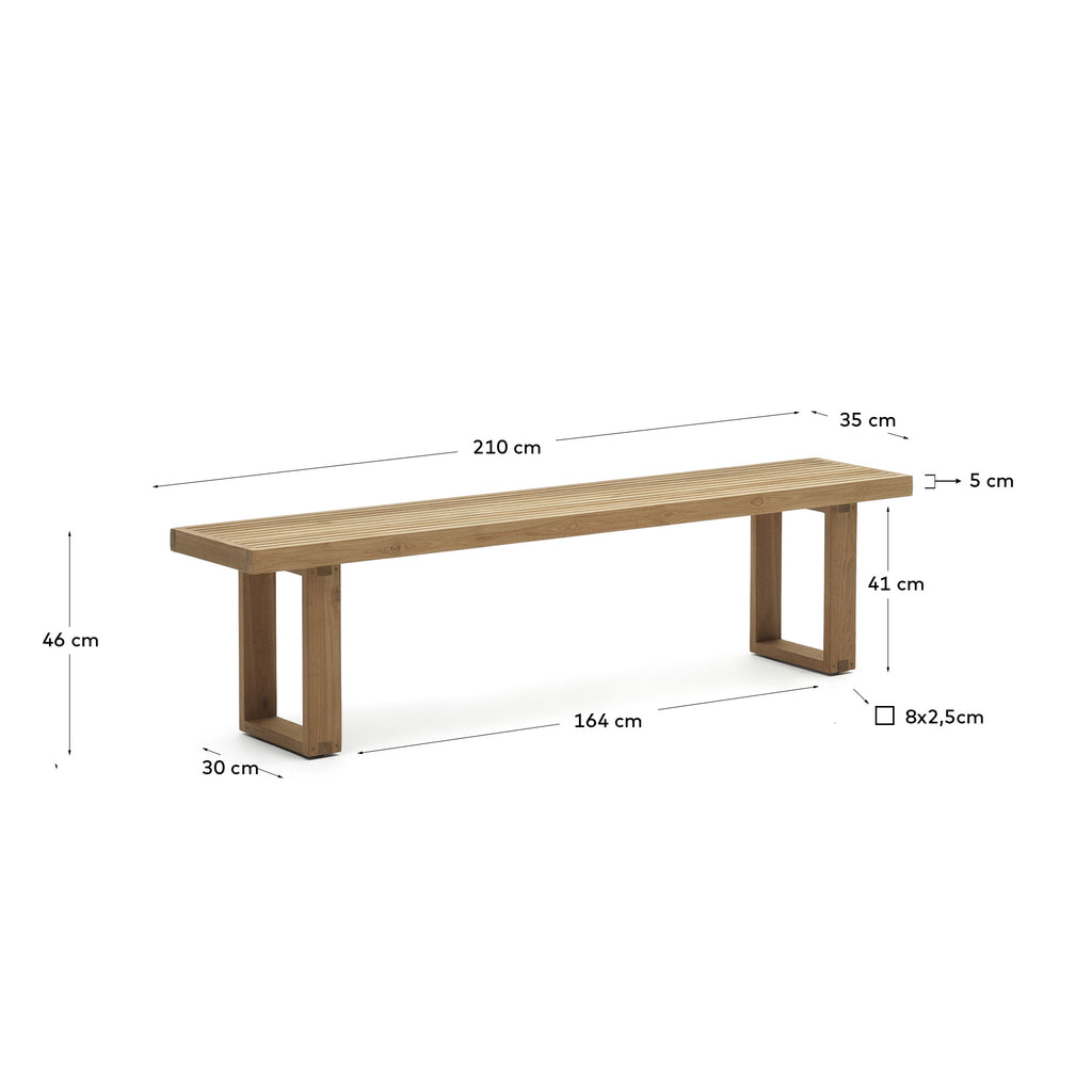 Banc 100% exterior Canadell de fusta massissa de teca reciclada 210 cm